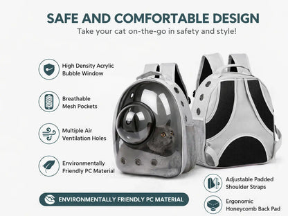 Transparent Breathable Cat Carrier Backpack with Bubble Window, Animal Carrier for Small Pets