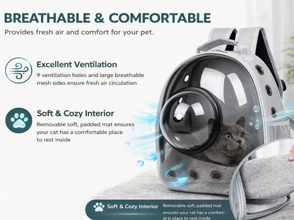 Transparent Breathable Cat Carrier Backpack with Bubble Window, Animal Carrier for Small Pets