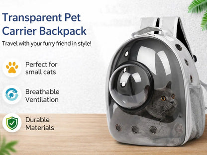 Transparent Breathable Cat Carrier Backpack with Bubble Window, Animal Carrier for Small Pets